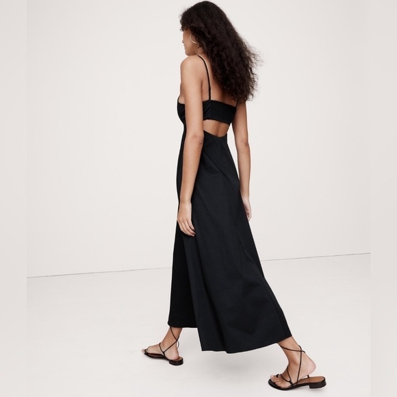 NWT! Banana Republic Black Poplin Cut-Out Maxi Dress - Multiple Sizes 🦚 - Picture 2 of 8